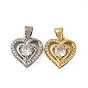 Латунные микро проложить кубического циркония подвески, сердце прелести, долговечный, без кадмия и без свинца, стойки покрытие