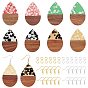 Earring Making Kits, Including Resin & Walnut Wood Pendants, Brass Earring Hooks, Brass Jump Rings, Teardrop
