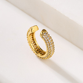 Luxury CZ U-shaped Clip-on Earrings for Women in Gold Plated Copper