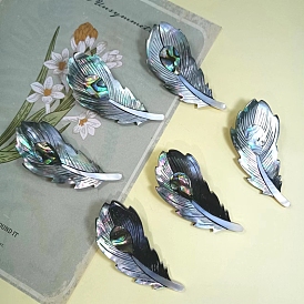 Natural Abalone Shell Brooches for Backpack Clothes, Feather