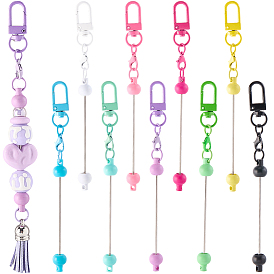18 шт. 9 цвета сплава стержни для ключей с бусинами застежки, с пластиковой бисера