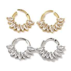 Cubic Zirconia Horse Eye Hoop Earrings, Rack Plating Brass Earrings for Women, Lead Free & Cadmium Free