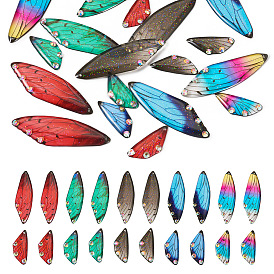 5 комплекты 5 цветные подвески из прозрачной смолы, подвески в виде крыльев с блестящей пудрой и стразами