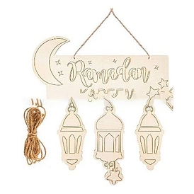 Элементы Рамадана, деревянные подвесные украшения с полой луной/цветком/фонариком, подвесное украшение для домашней вечеринки