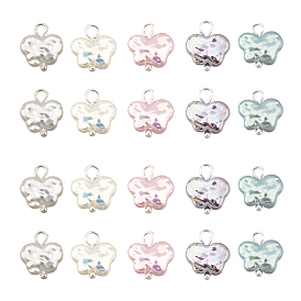 20шт 5 цвета АБС пластик имитация жемчуга подвески, с покрытием AB цвета, с латунной фурнитурой , бабочка