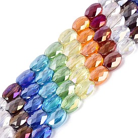 Гальванизируйте прозрачное стекло бисер нитей, овальные, с покрытием AB цвета, граненые
