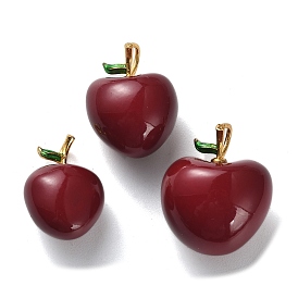 Латунь эмаль подвески, без свинца и без кадмия, долговечный, яблочный шарм, стойки покрытие, реальный 18 k позолоченный