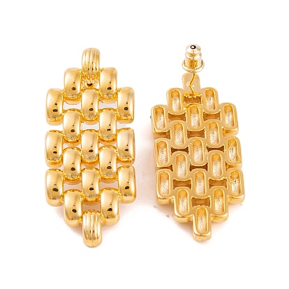 Hollow Hexagon Brass Stud Earrings for Women