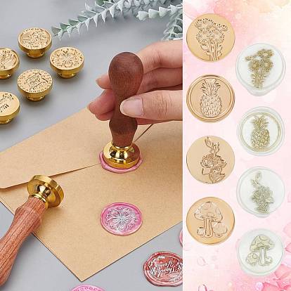 CRASPIRE Sealing Wax Particles Kits for Retro Seal Stamp, with Brass Wax Seal Stamp Head, Pear Wood Handle, Sealing Wax Sticks
