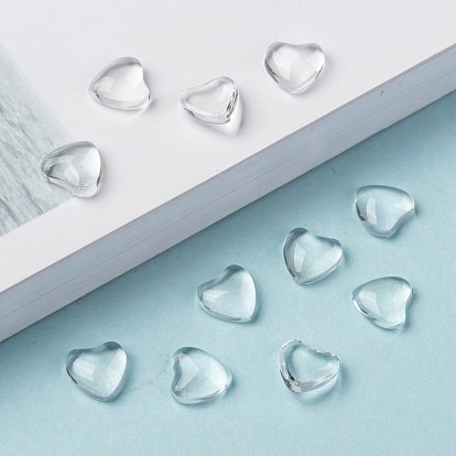Transparent Glass Heart Cabochons,