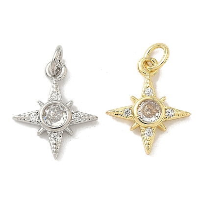 Латунные микро проложить кубического циркония подвески, звезда, долговечный, без кадмия и без свинца, стойки покрытие