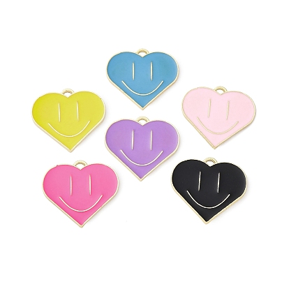 Подвески из эмали и сплава, золотые, подвески в виде сердца с улыбающимся лицом