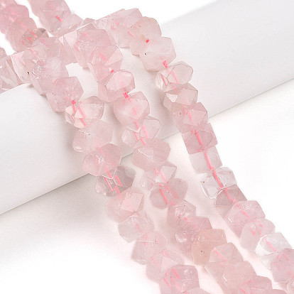 Природного розового кварца нитей бисера, граненые, рондель