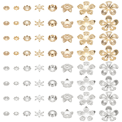 64шт 16стиль латунный колпачок для бусины, цветок
