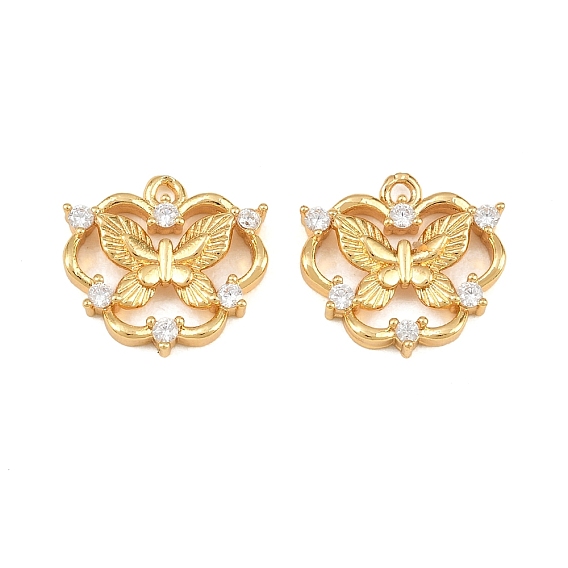 Pendentifs en laiton zircon cubique transparent, breloques fleurs et papillons