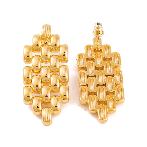 Hollow Hexagon Brass Stud Earrings for Women
