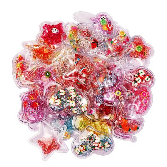 40Pcs 5 Style PVC Plastic Cabochons, Mixed Shapes