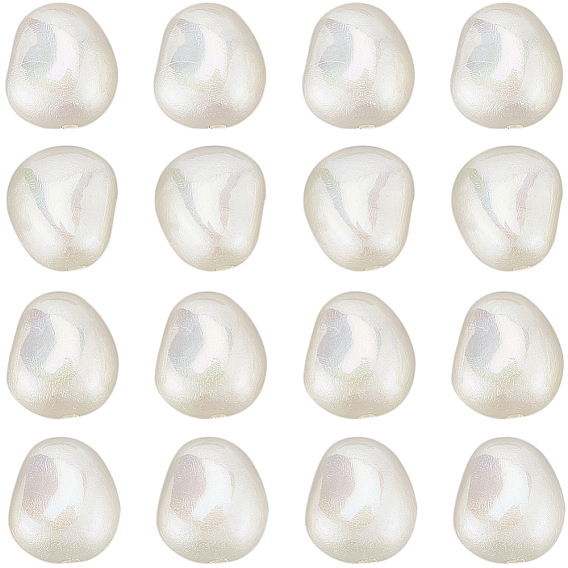 30шт. окрашенные распылением бусины из АБС-пластика, имитации жемчуга, овальные, окрашенные, с покрытием AB цвета