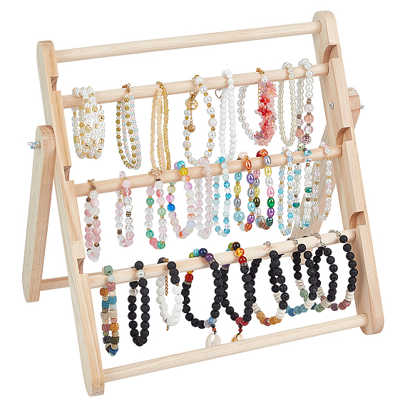 4Expositores de exhibición de madera desmontables para pulseras de {2} niveles