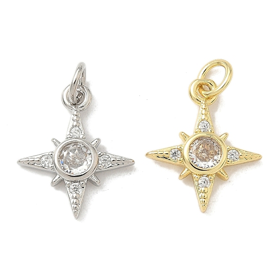 Латунные микро проложить кубического циркония подвески, звезда, долговечный, без кадмия и без свинца, стойки покрытие