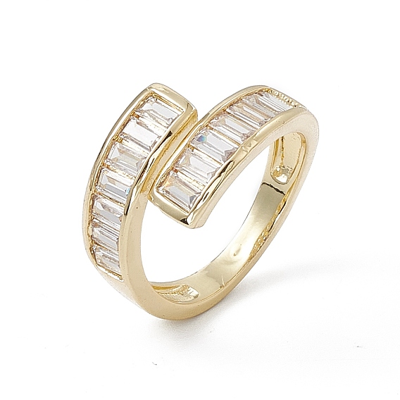 Прямоугольное открытое кольцо-манжета из прозрачного кубического циркония, стеллаж для латунных украшений для женщин, без кадмия и без свинца