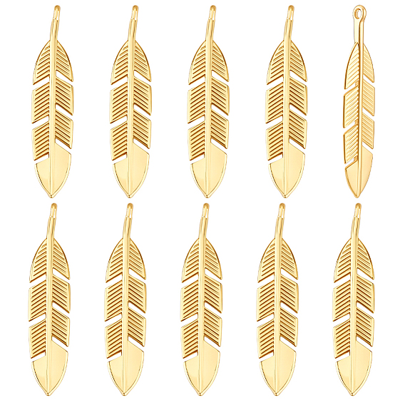 10 латунные подвески шт., долговечный, перо