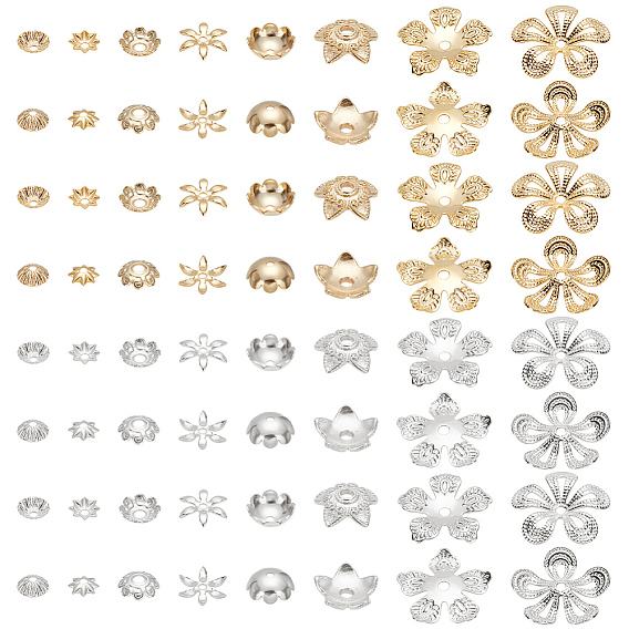 64шт 16стиль латунный колпачок для бусины, цветок