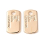 Brass Charms, Cadmium Free & Nickel Free & Lead Free, Rectangle With Word