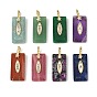Pendentifs à facettes en pierres précieuses naturelles, Breloques rectangulaires serties de micro-pavés en laiton et de zircones cubiques transparentes, réel 18 k plaqué or, sans cadmium et sans plomb, crémaillère plaquage, plaqué longue durée