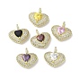 Rack Plating Brass Pendants, With Clear Cubic Zirconia, Long-Lasting Plated, Lead Free & Cadmium Free, Golden, Heart