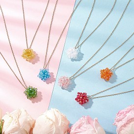 Подвеска в виде звезды из стеклянного бисера ручной работы 304 ожерелья из нержавеющей стали с цепочкой для женщин, золотые