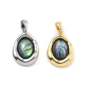 Подвески из латуни из натуральных ракушек паве, овальные амулеты