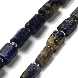 Natural Lapis Lazuli Beads Strands, with Seed Beads, Faceted, Column