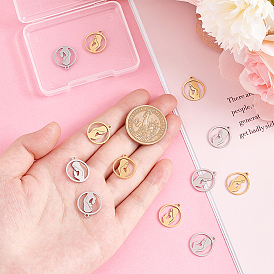 12 шт. 2 цвета 201 подвески из нержавеющей стали, кольцо с женщиной