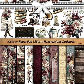 10Pcs 10 Styles Scrapbook Paper Pad, for DIY Album Scrapbook, Greeting Card, Background Paper