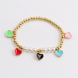 Fashion Heart-shaped Jewelry Copper Plated Real Gold Dripping Oil Ladies Bracelet