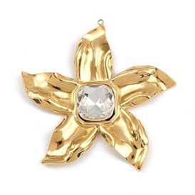 304 горный хрусталь из нержавеющей стали большие кулоны, цветок, ионное покрытие (ip)