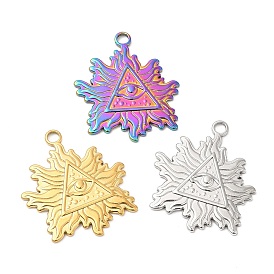304 Stainless Steel Pendants, Leaf with Triangle & Eye Charm