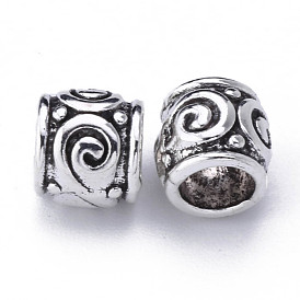Tibetan Style Alloy European Beads, Large Hole Beads, Cadmium Free & Lead Free, Rondelle