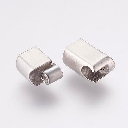 304 Stainless Steel Magnetic Clasps with Glue-in Ends, Ion Plating (IP), Rectangle, Frosted