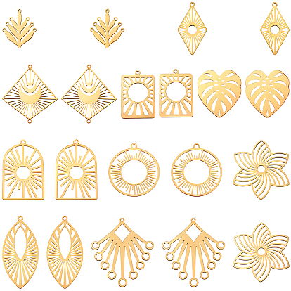 20 шт. 10 стили латунные филигранные соединительные элементы звенья и подвески, полый, разнообразные