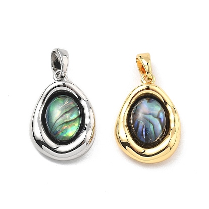 Подвески из латуни из натуральных ракушек паве, овальные амулеты