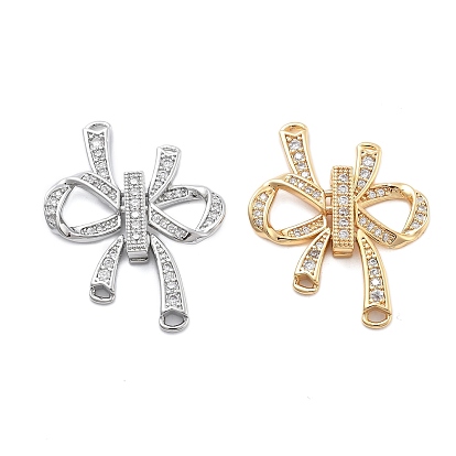 Латунное микропейв, прозрачный кубический цирконий, складные застежки, бантом