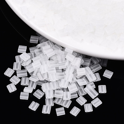 Стеклянный бисер с отверстиями fgb 2, прозрачные матовые цвета, квадратный