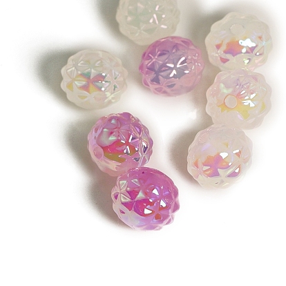 Luminous Plating Acrylic Beads, Iridescent, Glow in the Dark, Pineapple