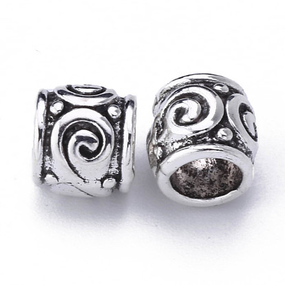 Tibetan Style Alloy European Beads, Large Hole Beads, Cadmium Free & Lead Free, Rondelle