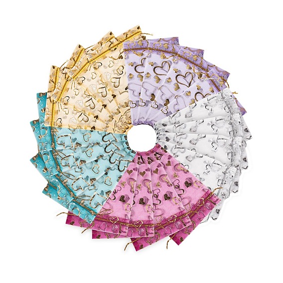 Сердце напечатаны органза сумки, свадьбы пользу сумки, пользу мешок, подарочные пакеты, прямоугольные