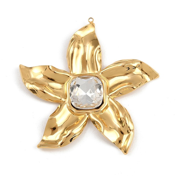 304 горный хрусталь из нержавеющей стали большие кулоны, цветок, ионное покрытие (ip)