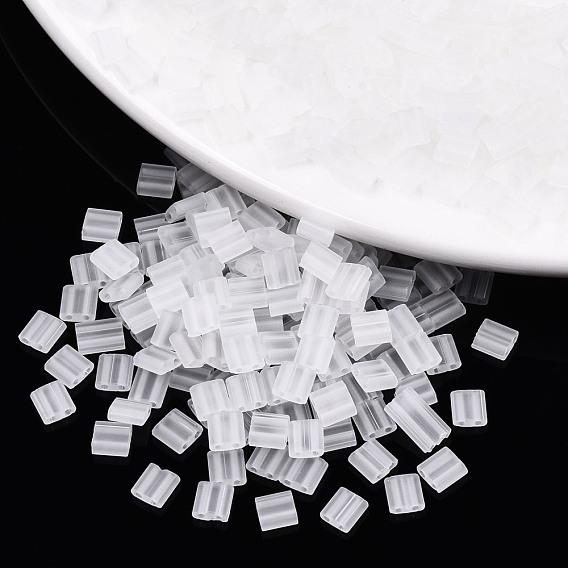 Стеклянный бисер с отверстиями fgb 2, прозрачные матовые цвета, квадратный