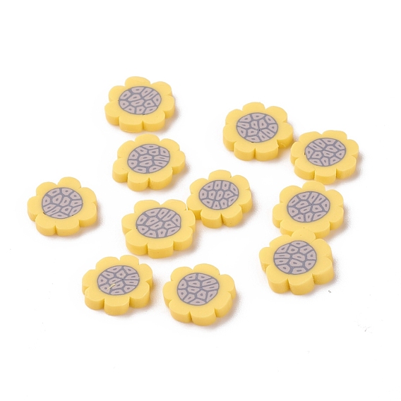 Handmade Polymer Clay Cabochons, Polymer Clay Slices for Nail Art, Resin Decoration & DIY Jewelry Making, Sunflower